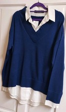 Ladies Navy Mock Shirt/jumper. Size Small UK/IRL 10/12. BNWT.