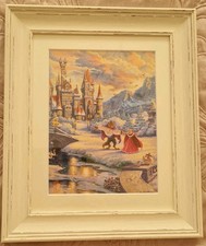 Disney Beauty And The Beast Xmas Thomas Kinkade Framed Picture