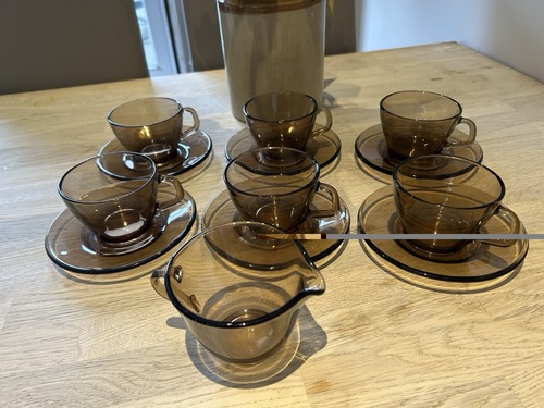 Vintage pyrex smoked glass tea - glass,