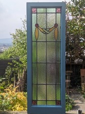 Art Deco Stained Glass Window Panel Width 52.5cm Height 110.5cm