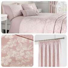 Serene BLOSSOM Pink Floral Jacquard Matching Bedding, Curtains & Cushions						