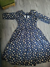 Dolly & Dotty Vintage Style 60s V Neck  Swing Dress . Owl & Moon Print .  14
