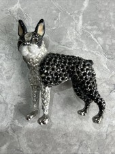 Beautiful Rhinestone Boston Terrier Brooch