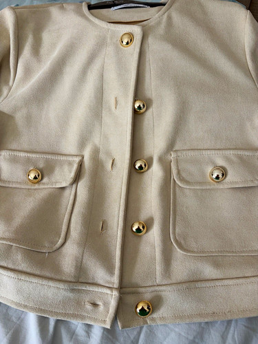 Luxtyle beige collarless - collarless, suede