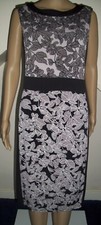  M&S Twiggy Floral panal dress in black and beige/ grey floral print size 12