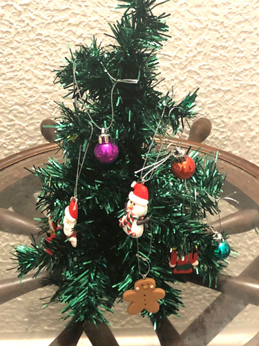 Green tinsel mini christmas - ,