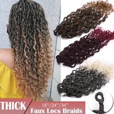 18"-36" Goddess Faux Locs Crochet Braids Hair Extensions Curly Ends Dreadlocks