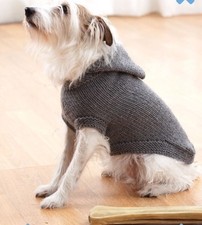 Hoodie Dog Coat Jumper Knitting pattern 4 Sizes Hooded Jumper Laminated