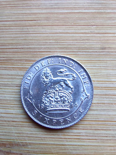 1914 george silver sixpence - v,