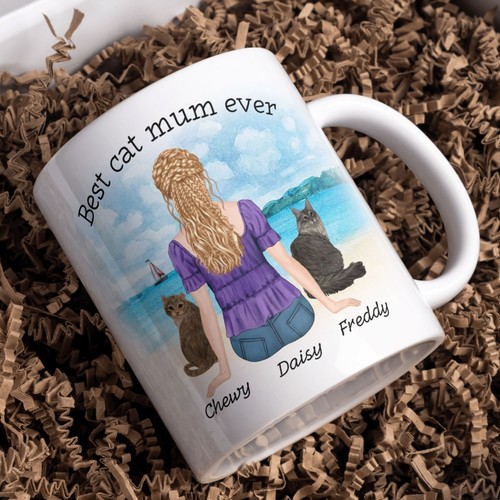 Personalised cat mum mug - personalised,