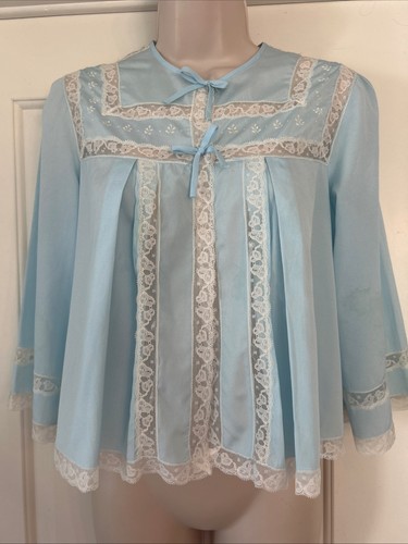 Vintage blue silky - silky, lace