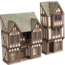 N Gauge Metcalfe Low Relief Timber Framed Shops Card Kit Building Model PN190