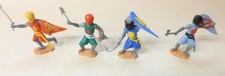 FOUR TIMPO VINTAGE PLASTIC SWOPPET MEDIEVAL KNIGHTS, FROM THE 1960'S