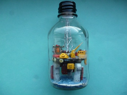 Oil rig bottle - oil, bottle.old