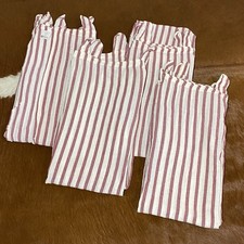 JC Penney 100% Cotton Curtains Panels Stripe 37x78 4 Panels White Berry Red