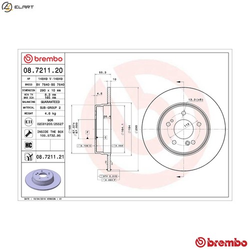 Brake disc 7211 - 2x, for