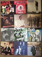 THE POLICE 6 PACK BLUE VINYL SINGLES WALL HANGER SLEEVES ALL IN GREAT CONDITION