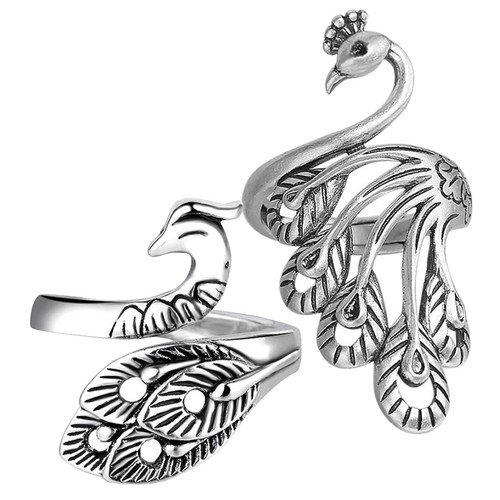 Antique silver alloy peacock - alloy,