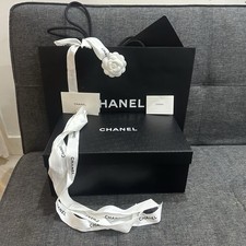 Chanel Large Empty Gift Box & Bag with Ribbon Tissue Paper – Reusable Set