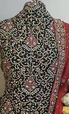 unstitched salwar kameez wedding Green/ Red Contrast Embroidered