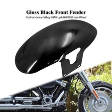 Gloss Black Metal Short Front Fender Mudguard For Harley Fat Boy FLFB 2018-2024
