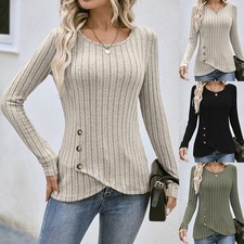 Women Ribbed Long Sleeve T