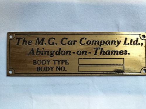 Company brass body plate - mg,