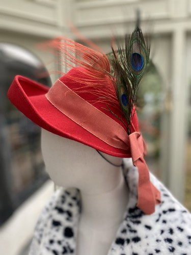 Vtg 1940s red felt - 1940s, fedora