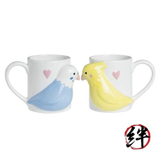 Cute tableware budgie mug pair - mug,