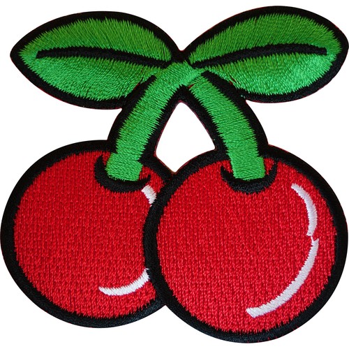 Embroidered iron red cherry - on,