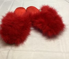 Red Ostrich Feather Slippers