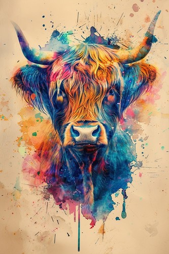 Highland cow canvas picture - cow,