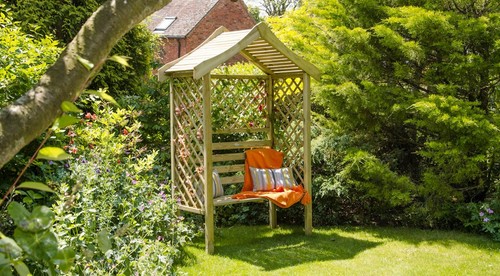 Wooden garden arbour seat with - seat,