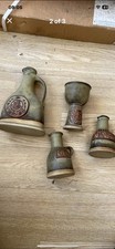 Tremar Cornish Studio Pottery Oil & Vinegar Bottles Vintage Retro With  Corks