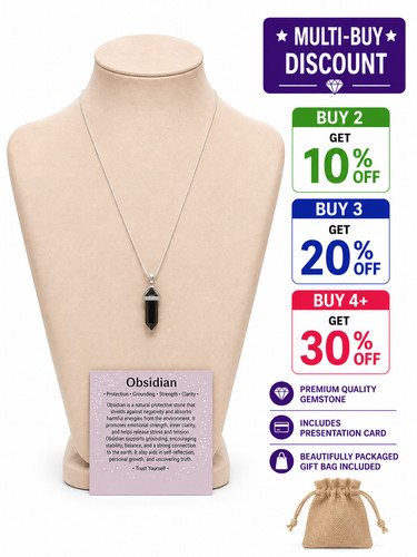 Black obsidian necklace - black,