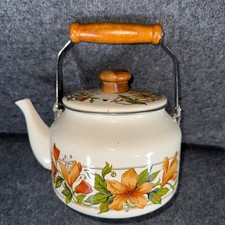 Vintage Floral Enamel Teapot