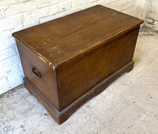 Antique Stained Pine Blanket Box Chest Trunk (Can Deliver)