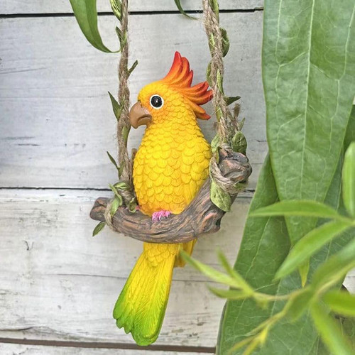 Resin parrot swing figurine - resin,