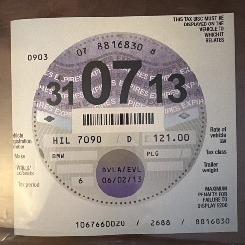 Tax disc 2013 new condition - 2013,