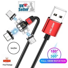 3 in 1 Magnetic Fast Charging USB Cable Charger 2.4A Phone Type-C Micro USB IOS