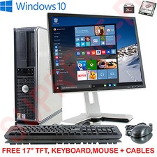DELL DESKTOP TOWER PC INTEL QUAD CORE CPU 1TB HD 8GB RAM WI-FI WINDOWS 10 17"TFT