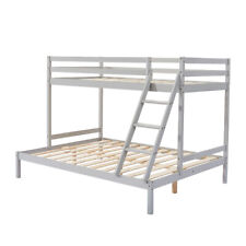 Triple Bunk Bed Frame 3FT Single / 4FT6 Double Solid Pine Bedstead with Stairs