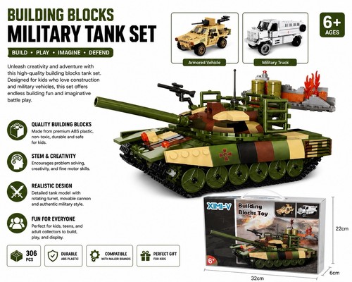 Tank building blocks toy - building,