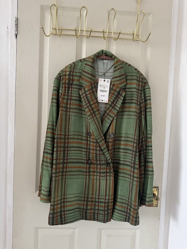 Zara green tartan blazer - zara,