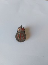 Vintage WW2 Sterling Silver Home Front AFS Auxiliary Fire Service Enamel Badge 