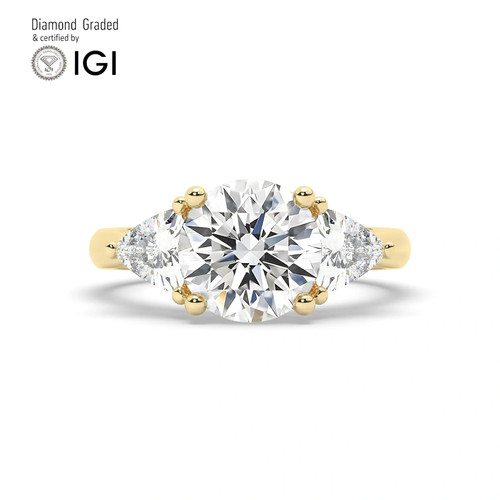 Round diamond trilogy ring - diamond, 14k