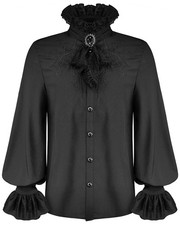 Devil Fashion Mens Gothic Shirt Black Steampunk Victorian Vampire & Lace Cravat
