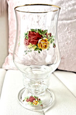 Royal Albert OLD COUNTRY ROSES Glass Hurricane Candle Holder Lamp