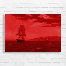 Sailboat Sunset at Sea Red