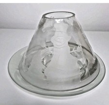 Large  Clear Yankee candle shade and plate Frosty SNOWMAN. Christmas Holidays